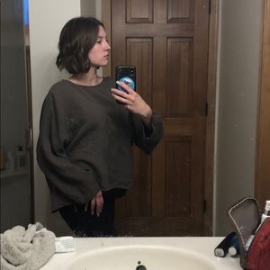 Black Crane Cinch Back Blouse Size XS